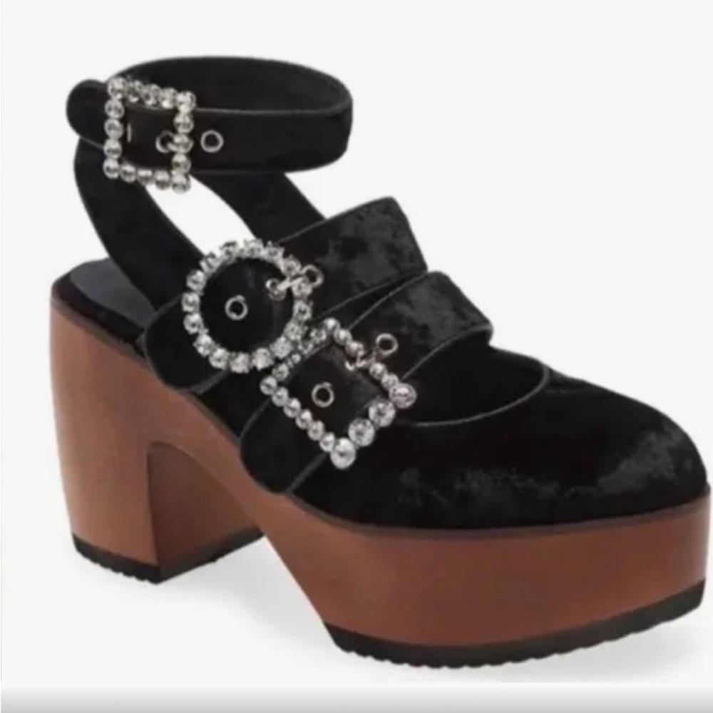 Jeffrey Campbell velvet platform clog